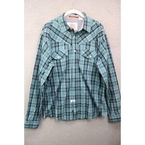 Christian Audigier Men's Plaid Western Shirt-Size Large